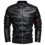 Motorcycle Streetwear Sheepskin Stand Collar