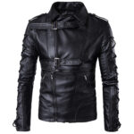 Men’s Laced Military Gothic Black Genuine Sheepskin Racer