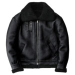 Men’s Vintage Distressed Black Fur Lined Pilot Aviator G1 Military