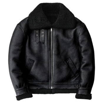 Men’s Vintage Distressed Black Fur Lined Pilot Aviator G1 Military