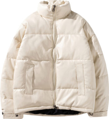 Men’s Beige Genuine Collar Winter Warm