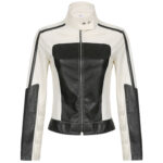 Women’s Rider Black & White Slim Fit Leather Jacket