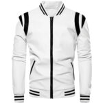 White-with-black-strips-npfegz Genuine Sheepskin Leather Jacket