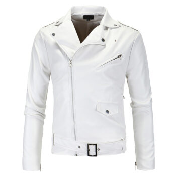 Men's white leather jacket