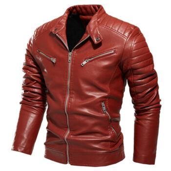 Men's Red-ehhwad Faux Leather Jacket