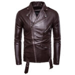 Men’s Burgundy Biker Genuine Sheepskin Leather Jacket