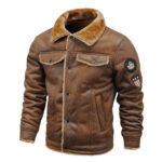 Men’s Vintage Distressed Brown Genuine Sheepskin Leather Jacket