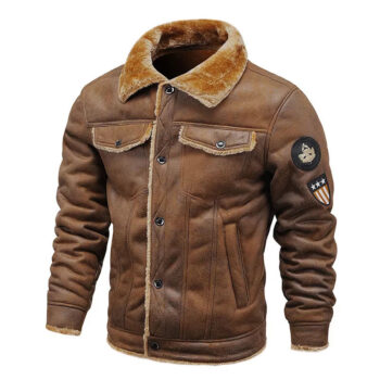Men’s Vintage Distressed Brown Genuine Sheepskin Leather Jacket