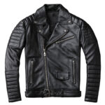 Men’s Black Biker Brando Genuine Sheepskin Café Racer Leather Jacket