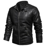 Biker Black Genuine Sheepskin Motorcycle Rider Classic Leather Jacket