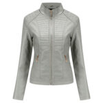 Women's Grey Motorcycle Leather Jacket
