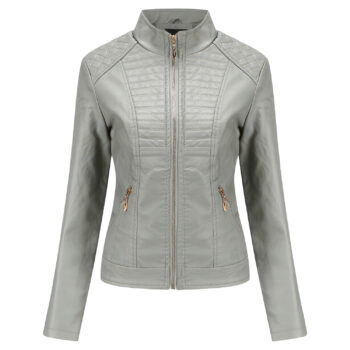 Women's Grey Motorcycle Leather Jacket