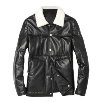 Men’s A2 Aviator Black Genuine Sheepskin Leather Jacket