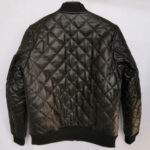 Men’s Black Biker Bomber Diamond Quilted Leather Jacket 1