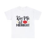 Romantic Kiss Me at Midnight Valentine Day Love Romance Unisex Heavy Cotton T-Shirt