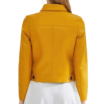 Women’s Mustard Single Breasted Leather Jacket 1