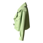 Women’s Biker Pastel Green Leather Jacket 1