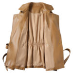 Women’s Brown Belted Slim Fit Leather Jacket 1