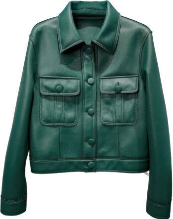 Women’s Dark Green Moto Rider Fashionable Leather Jacket