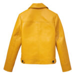 Women’s Mustard Single Breasted Leather Jacket 1