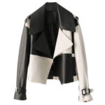 Women’s Black & White Check Leather Jacket