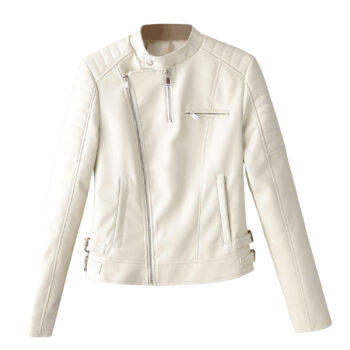 Women's Baby White Leather Jacket