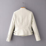 Women’s White Biker Racer Slim Fit Leather Jacket 1