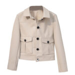 Women’s White Fashion Leather Jacket