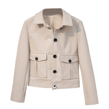 Women’s White Fashion Leather Jacket