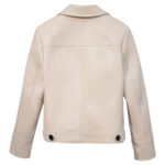 Women’s White Biker Single Breasted Leather Jacket 1