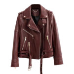 Women's Biker Wine Red Leather Jacket