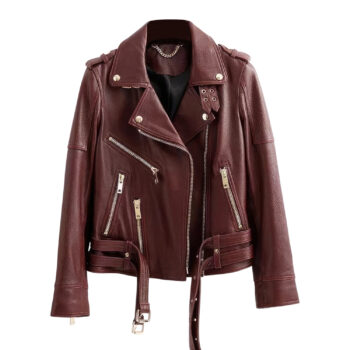 Women's Biker Wine Red Leather Jacket