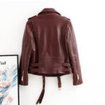 Women’s Wine Red Biker Leather Jacket 1