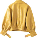 Women’s Yellow Bomber Outfit Oversized Loose Leather Jacket
