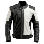 Men’s Black White Genuine Sheepskin Smooth Biker Rider Outfit Soft Casual Warm Café Racer Leather Jacket