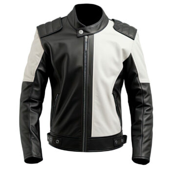 Men’s Black White Genuine Sheepskin Smooth Biker Rider Outfit Soft Casual Warm Café Racer Leather Jacket