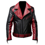 Men’s Maroon Black Genuine Sheepskin Motorcycle Outerwear Multi-Zipper Biker Leather Jacket