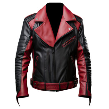 Men’s Maroon Black Genuine Sheepskin Motorcycle Outerwear Multi-Zipper Biker Leather Jacket