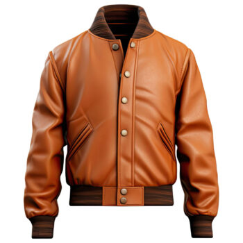 Men’s Brown Genuine Sheepskin Baseball Rib Knitted Button-down Stylish Varsity Leather Jacket