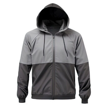 Men’s Light Charcoal Grey Genuine Sheepskin Hooded Warm Sleek Sportswear Zip-up Fashionable Rib Knit Bomber Leather Jacket