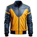 Men’s Mustard Yellow Blue Genuine Sheepskin