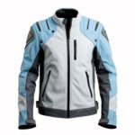 Men’s Light Grey Blue Genuine Sheepskin Leather Jacket