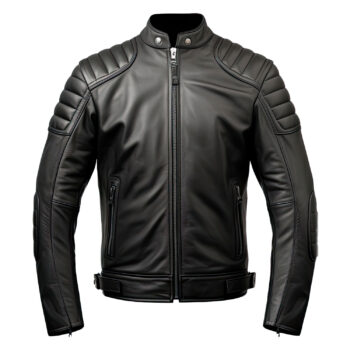 Men’s Black Genuine Sheepskin Zip-up Streetwear Sporty Quilted Moto Biker Soft Leather Jacket