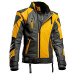 Men’s Mustard Grey Genuine Sheepskin Leather Jacket