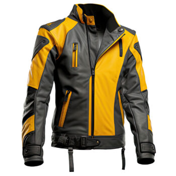 Men’s Mustard Grey Genuine Sheepskin Leather Jacket