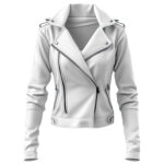 Women’s White Genuine Sheepskin Asymmetric Motorbike Leather Jacket