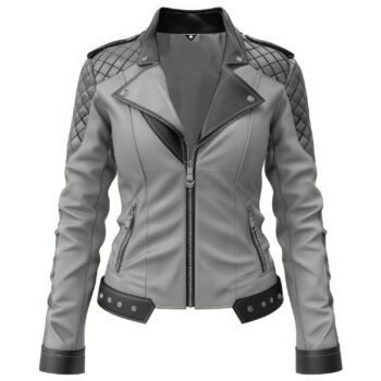 Women’s Charcoal Grey Genuine Sheepskin Soft Café Racer Leather Jacket